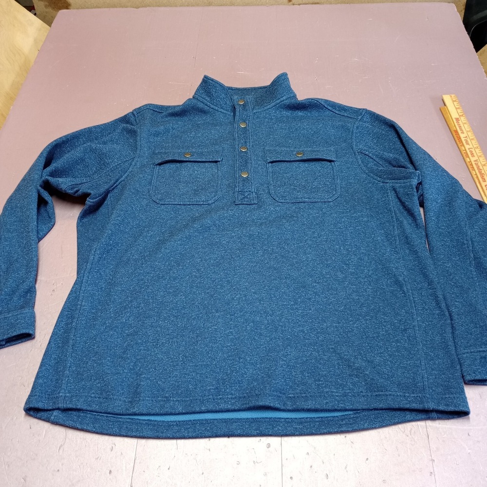 Duluth‎ Trading Sweater Men XL Blue Silver Lining Fleece Pullover Free Moving